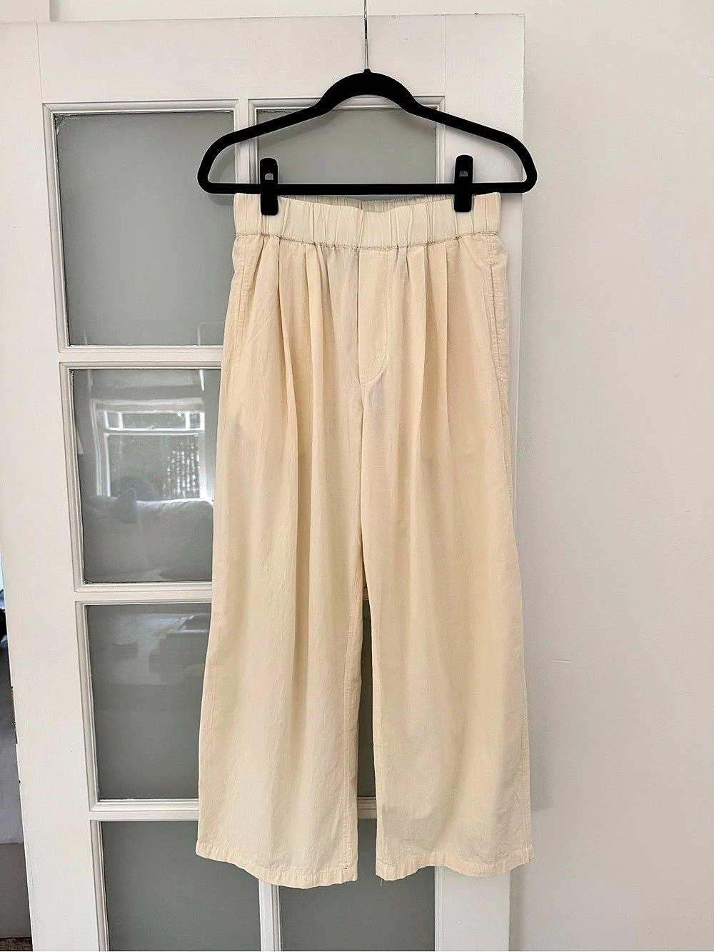 Ozma Field Pant Wide Leg Organic Cotton Pants in Cream Small